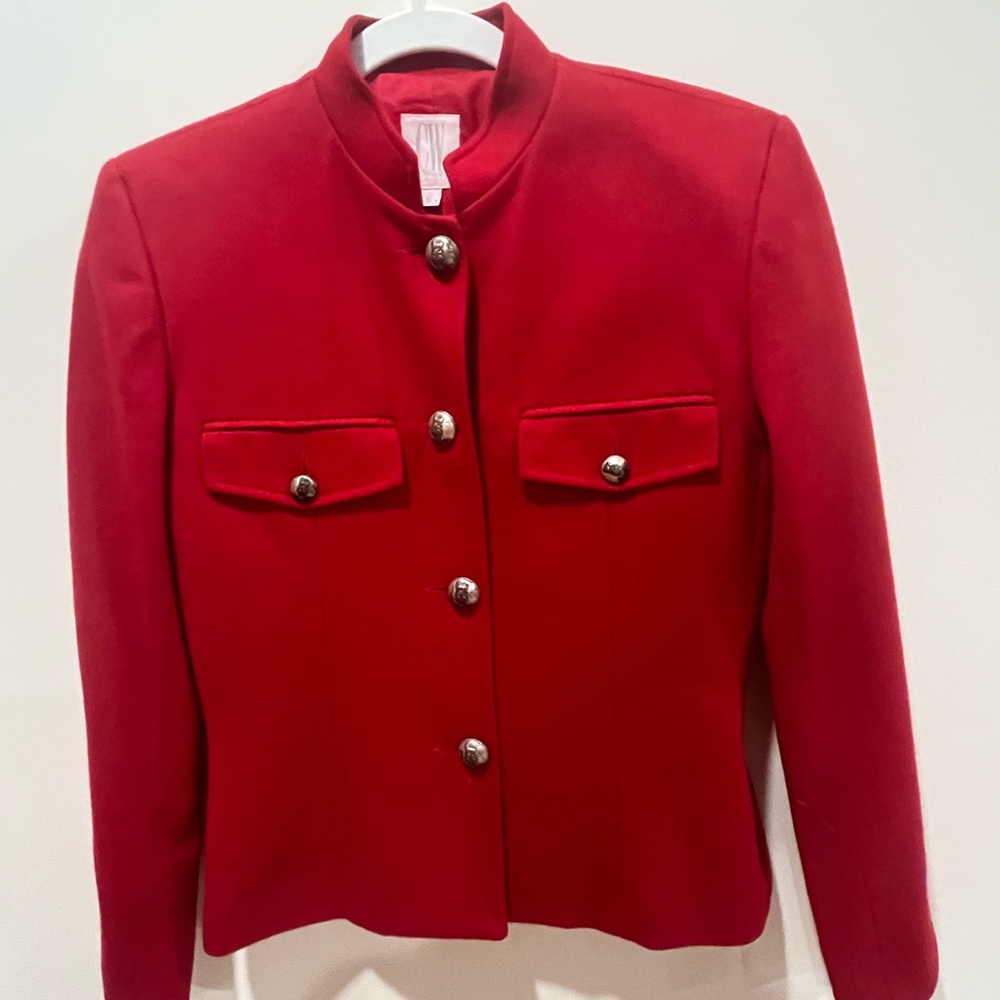 Vintage wool Women's Red blazer with brass buttons
